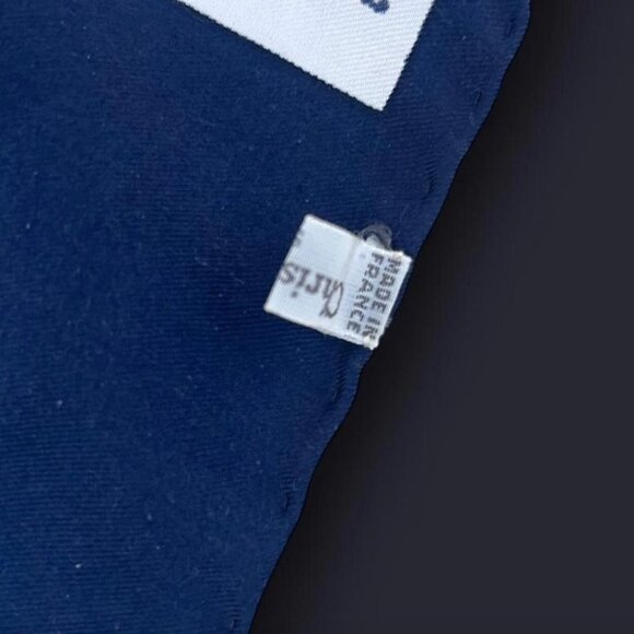 Vntg 60's Authentic Blue Hand-Rolled Christian Dior Silk Scarf Made in France - Picture 3 of 6